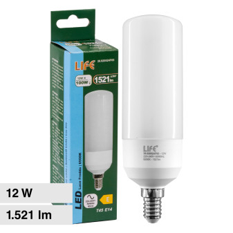 Lampadina LED E14 12W Tubolare T45 Colore Bianco Life