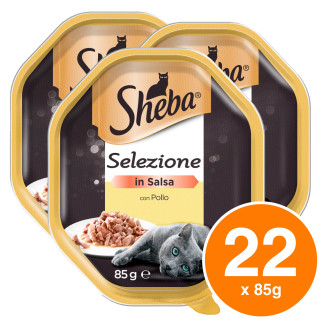 Cibo Umido per Gatti al Gusto Pollo 22 vaschette Sheba 85g