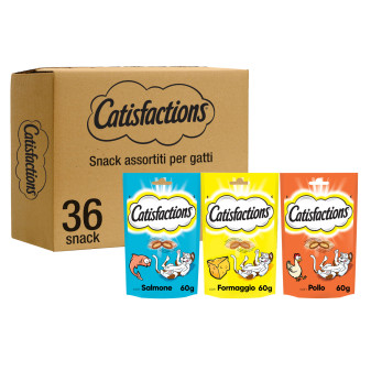 Kit Snack Gatti 3 Gusti Salmone Formaggio Pollo Catisfaction 36 Pezzi