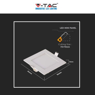 VT-307 Mini Pannello LED SMD Quadrato 3W da Incasso V-Tac