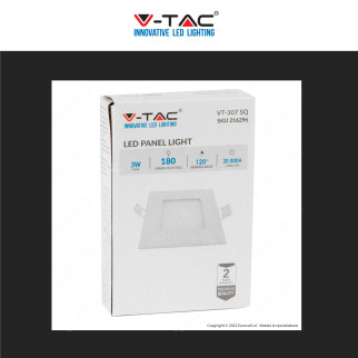 VT-307 Mini Pannello LED SMD Quadrato 3W da Incasso V-Tac