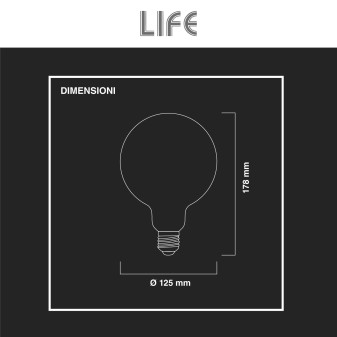 Lampadina LED E27 18W Bulb G125 Milky Filament Vetro Life