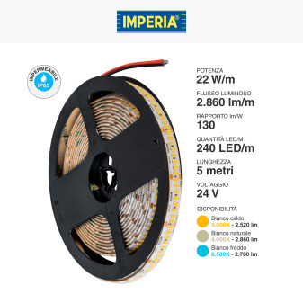 Striscia LED Flessibile Monocolore 110W SMD IP65 - Bobina 5m Imperia