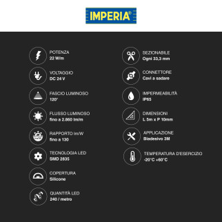 Striscia LED Flessibile Monocolore 110W SMD IP65 - Bobina 5m Imperia