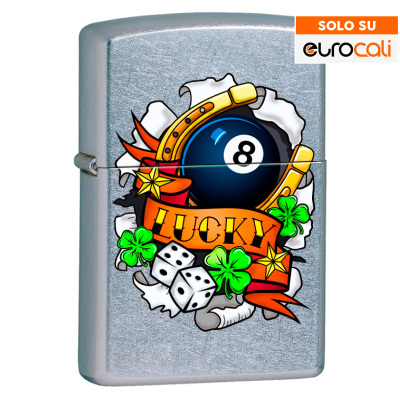 Accendino Zippo mod. 207 Luck Tattoo Antivento ESCLUSIVA EUROCALI