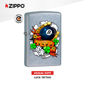 Accendino Zippo mod. 207 Luck Tattoo Antivento ESCLUSIVA EUROCALI
