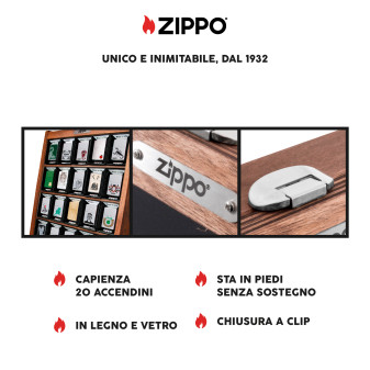 Espositore Ufficiale Zippo mod. EXPO-TS20 in Legno e Vetro
