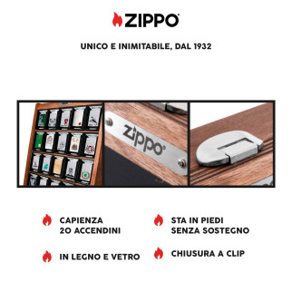 Espositore Ufficiale Zippo mod. EXPO-TS20 in Legno e Vetro