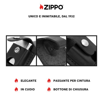 Custodia Zippo in Vera Pelle per Accendini mod. LPTBK Nera