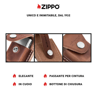 Custodia Zippo in Vera Pelle per Accendini mod. LPLB Marrone