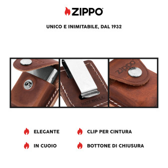 Custodia Zippo in Vera Pelle per Accendini mod. LPCB Marrone