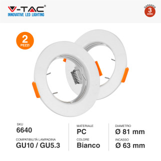VT-929 2 Portafaretti Rotondi Bianchi per GU10 GU5.3 V-Tac