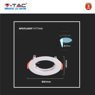 VT-929 2 Portafaretti Rotondi Bianchi per GU10 GU5.3 V-Tac