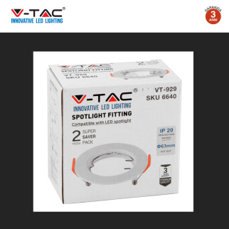 VT-929 2 Portafaretti Rotondi Bianchi per GU10 GU5.3 V-Tac