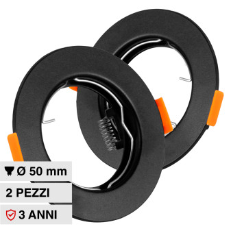 VT-929 2 Portafaretti Rotondi Neri per GU10 GU5.3 V-Tac