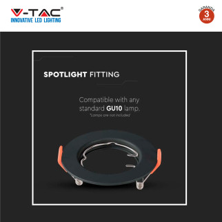 VT-929 2 Portafaretti Rotondi Neri per GU10 GU5.3 V-Tac