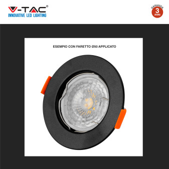 VT-929 2 Portafaretti Rotondi Neri per GU10 GU5.3 V-Tac