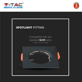VT-930 2 Portafaretti Quadrati Neri per GU10 GU5.3 V-Tac