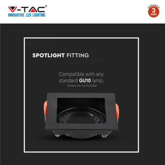 VT-933 Portafaretto Quadrato Nero per GU10 GU5.3 V-Tac