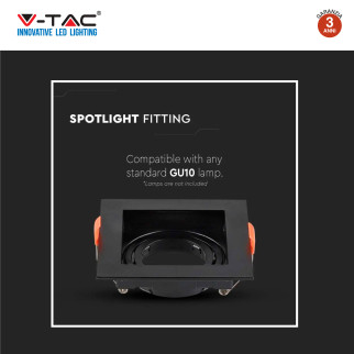 VT-933 Portafaretto Quadrato Nero per GU10 GU5.3 V-Tac