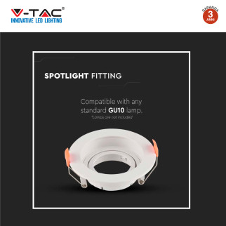 VT-933 Portafaretto Rotondo Bianco per GU10 GU5.3 V-Tac
