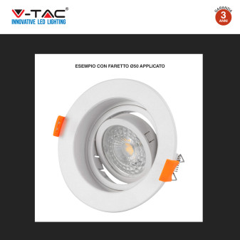 VT-933 Portafaretto Rotondo Bianco per GU10 GU5.3 V-Tac