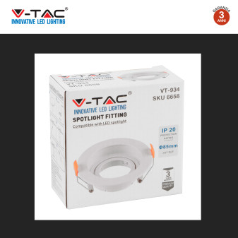 VT-933 Portafaretto Rotondo Bianco per GU10 GU5.3 V-Tac