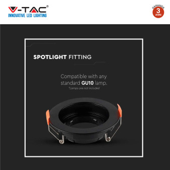 VT-934 Portafaretto Rotondo Nero per GU10 GU5.3 V-Tac