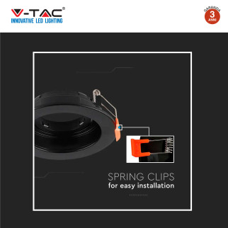 VT-934 Portafaretto Rotondo Nero per GU10 GU5.3 V-Tac
