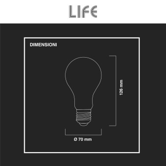 Lampadina LED E27 12W Bulb A70 Milky Filament Vetro Life