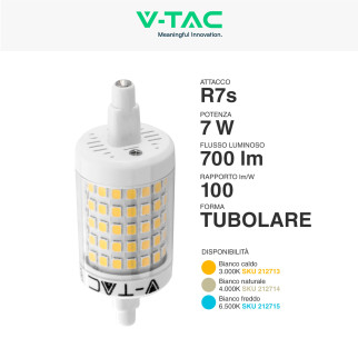 VT-2237 Lampadina LED R7s 7W Tubolare L78 SMD V-Tac