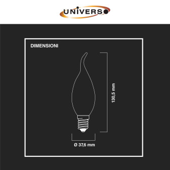Lampadina LED E14 9W Candle C37 Candela Fiamma SMD Universo