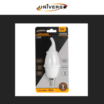 Lampadina LED E14 9W Candle C37 Candela Fiamma SMD Universo