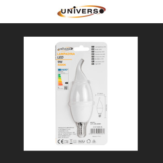 Lampadina LED E14 9W Candle C37 Candela Fiamma SMD Universo