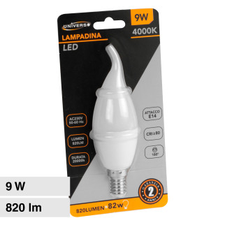 Lampadina LED E14 9W Candle C37 Candela Fiamma SMD Universo