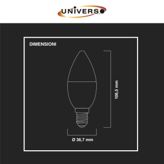 Lampadina LED E14 9W Candle C37 Candela SMD Universo