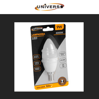 Lampadina LED E14 9W Candle C37 Candela SMD Universo