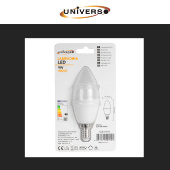 Lampadina LED E14 9W Candle C37 Candela SMD Universo