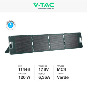 V-Tac VT-10120 Pannello Solare Fotovoltaico 120W Pieghevole
