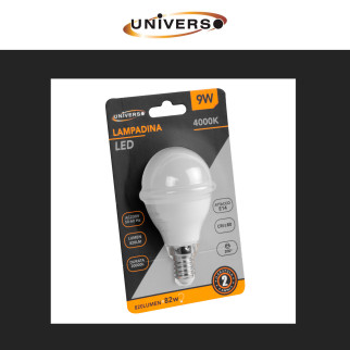 Lampadina LED E14 9W MiniGlobo P45 SMD Universo