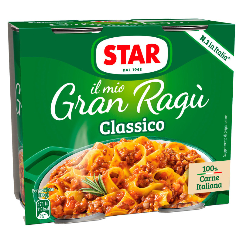 Star Il Mio Gran Ragù Classico Sugo Pronto Pomodoro e Carne Star