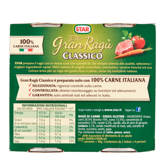 Star Il Mio Gran Ragù Classico Sugo Pronto Pomodoro e Carne Star