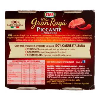Il Mio Gran Ragù Piccante Peperoncino Sugo Pronto Pomodoro Carne Star
