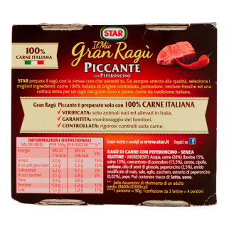 Il Mio Gran Ragù Piccante Peperoncino Sugo Pronto Pomodoro Carne Star