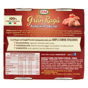 Il Mio Gran Ragù con Funghi Porcini Sugo Pronto Pomodoro Carne Star