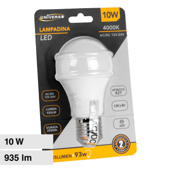 Lampadina LED E27 10W Bulb A60 SMD 12V/24V Universo