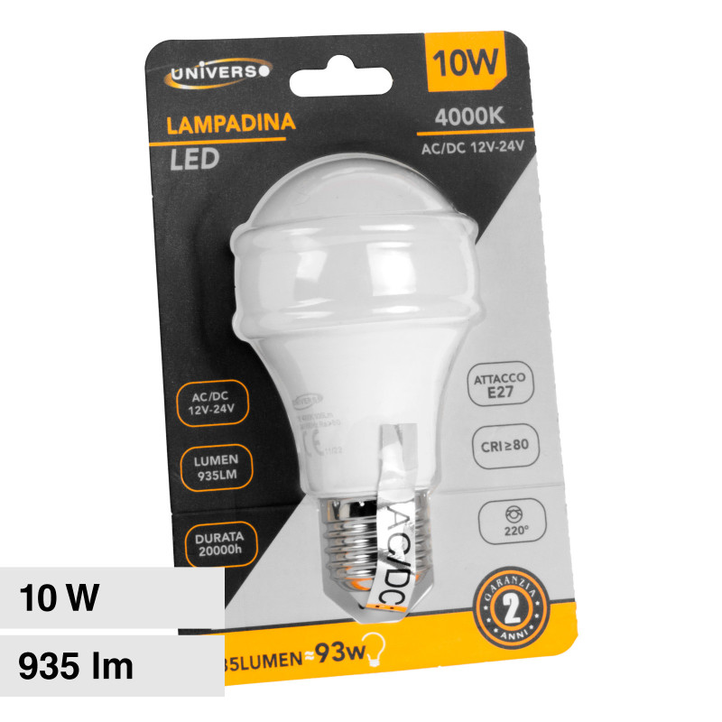 Lampadina LED E27 10W Bulb A60 SMD 12V/24V Universo