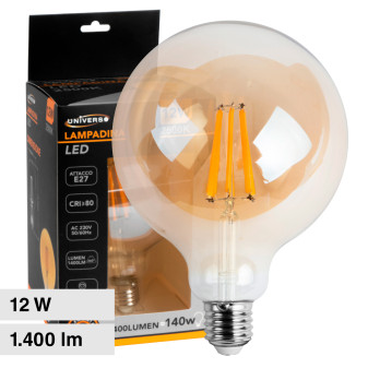 Lampadina LED E27 12W Globo G125 Filament Ambrata Universo