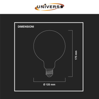Lampadina LED E27 4W Globo G125 Filament Ambrata Universo