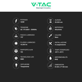 VT-92100 Lampada Industriale LED 100W SMD Ufo Shape V-Tac